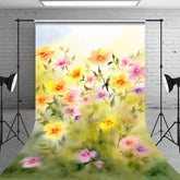 Aperturee - Aperturee Abstract Spring Painted Floral Photo Sweep Backdrop